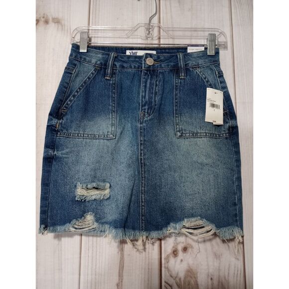 YMI Skirt‎ Ladies 1 25 Denim Distressed - Picture 1 of 6